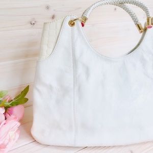 Lilly Pulitzer Large White Patent Leather Handbag